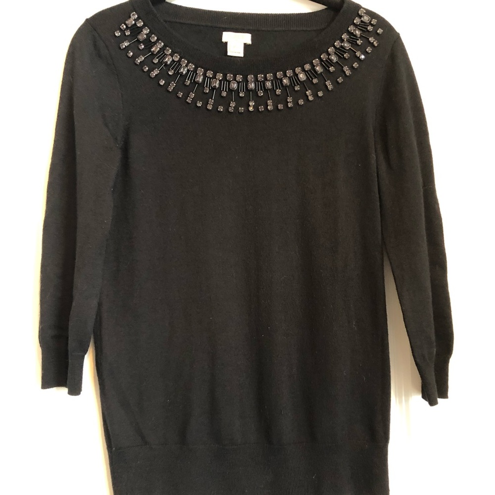 J Crew Factory Beaded Neck Sweater